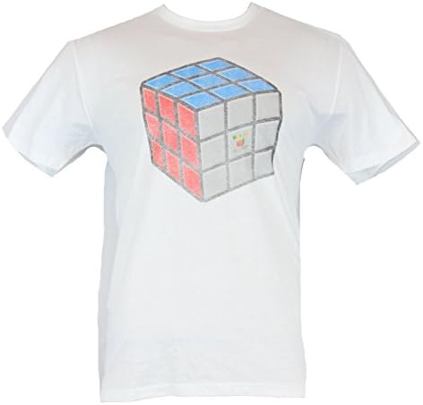 Rubik's Cube Mens T-Shirt - Distressed Faded Cube Image (Large) White