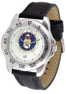 Air Force Falcons Suntime Mens Sports Watch w/ Leather Band - NCAA College Athletics