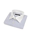 Forzieri Thin Blue and White Stripe Cotton Dress Shirt w/White Collar