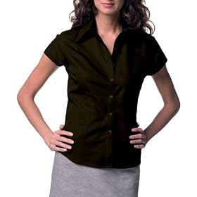 Russell Collection Ladies_ Cap Sleeve Tencel Fitted Shirt