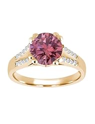1.14 Ct Round Pink Diamond White Topaz 18K Yellow Gold Ring