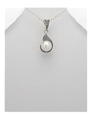 Fresh Water Pearls Pendant Necklace In 92.5 Sterling Silver