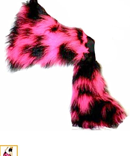Pink Black Two Tone Fluffy Furry Boot Covers Legwarmer Cyber Rave Clubwear Halloween