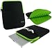rooCASE Super Bubble Neoprene Sleeve Case Cover for Apple iPad 2 Wifi / 3G Model HP TouchPad Wi-Fi 9.7-Inch (Black / Neon Green)