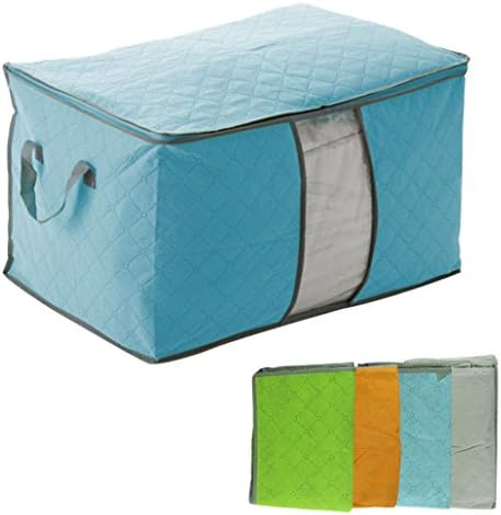 Voberry ® Useful Bamboo charcoal clothing storage Transparent Window bag Quilt storage case Bedding organizer Non-woven bag (SkyBlue)