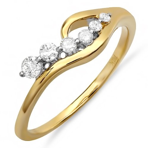 14k Yellow Gold Round Diamond Ladies Engagement Bridal Ring (0.25 cttw)