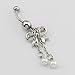 New Fashion 14g Pearl Butterfly with 2-tassel Bowknot Navel Ring Belly Button Bar barbell