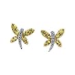 14K Two-Tone Gold Yellow Sapphire and Diamond Butterfly Earrings