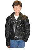 Childrens Police Style Leather Motorcycle Jacket - LeatherBull(Free U.S. Shipping)