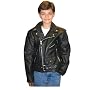 Childrens Police Style Leather Motorcycle Jacket - LeatherBull(Free U.S. Shipping)