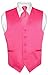 Men's Dress Vest & NeckTie Solid HOT PINK FUCHSIA Color Neck Tie Set