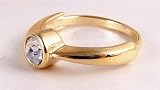 Image of Fashion ring design 33 gold colour solitaire diamante 17.5mm O