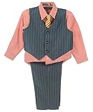 Andre Fezza "Light Grey, Lavender Pinstripe" 4-Piece Vest Set (Sizes 12M - 24M)