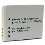 STK's Canon NB-6L Battery Pack - 1600 mAh for Canon Powershot S95, D10, SD1300 IS, S90, SD1300IS, SD1200 IS, SD4000 IS, Elph 500 HS, SD3500 IS, SD1200IS, SD3500IS, SD4000IS, SD980 IS, SD980IS, SD770 IS, SD770IS, Canon Ixus 95 IS, 85 IS, Digital Ixus 200 IS, 210