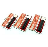 「黒水牛印鑑3本セット 12.0mmと13.5mmと15.0mm 牛もみ皮印鑑ケース付」の画像