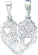 Sterling Silver Best Friends Break Apart Heart Charm