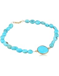 Faceted Bezel Center Gold Plated Sterling Silver Clasp Rondelle Bracelet, 7.5"