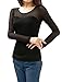 Allegra K Women Long Sleeves Scoop Neck Mesh Panel Top Black L