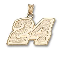 Driver Number 24 Large 9/16" Charm/Pendant -14K/10K, Stainless Steel or Gold Plated