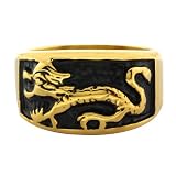 13mm Stainless Steel Gold Plated Dragon Ring For Men Available Size 9,10,11,12
