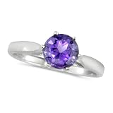 9ct White Gold Ladies Classic 1ct Amethyst Solitaire Ring Size O