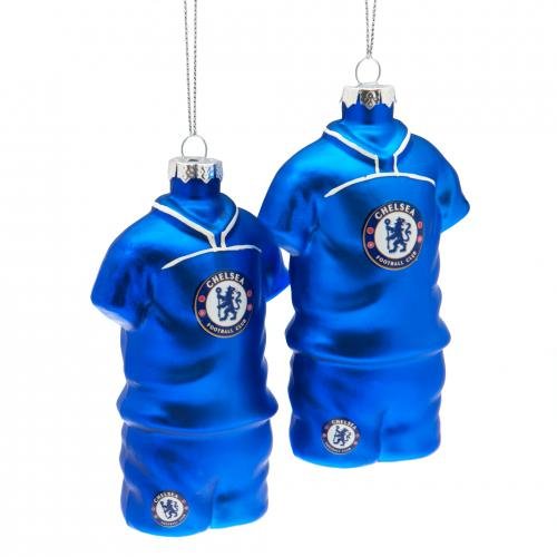 Official Chelsea F.C 2 Pack of Christmas Shirt and Short Baubles Ornaments