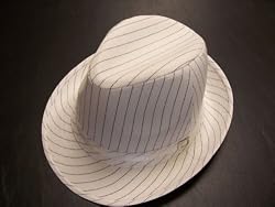 White Gangster Halloween Pinstriped Fedora Hat