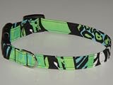 Green Blue Back White Wild Animal Print Cheetah Leopard Zebra Tiger Dog Collar X-Small 1/2