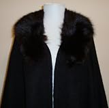 Alpaca Wool Women's Cloak Cape Jet Black, with Real Black Fox Fur + Free Coca Tea Windsor 100ct