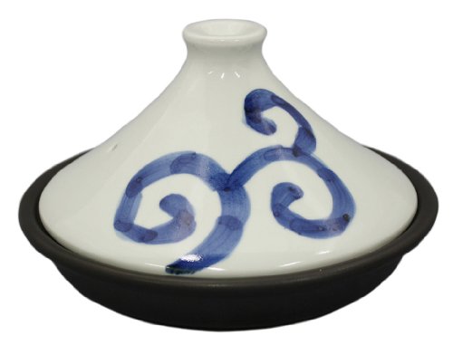 有田焼 ヘルシータジン鍋 (フッ素加工焼き網付) 21cm 渦潮 ID-09-501