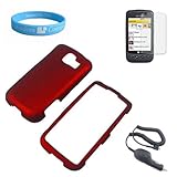 Red Soft Touch Front-Back Cover for LG Optimus S LS670 + Clear Protective S ....
