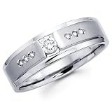 14K White Gold Round-cut Diamond Men's Wedding Band Ring (0.27 CTW., G-H Color, SI1-2 Clarity)