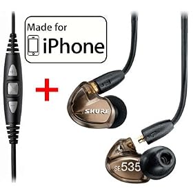 Shure SE535-V Earphones and CBL-M-+K Music Phone Cable with Remote + Mic for iPhone, iPod and iPad by 