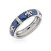 Eve's Addiction Designer Inspired Silver Fleur De Lis Blue Enamel Ring