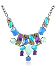 Kensie "Watch The Stars" Hematite-Plated Stone Frontal Necklace, 18"