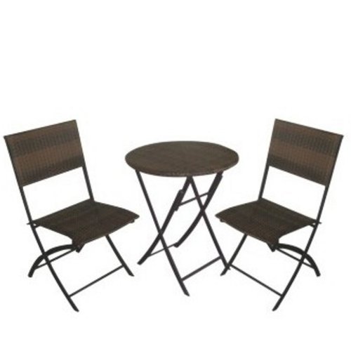 3 Pc Resin Wicker Bistro Set in Brown Finish oiynul04