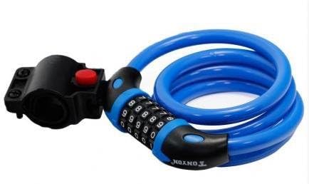 Bicycle Bike Cycling 5 Digit Password Lock Steel Wire 12Mm*1200Mm With Bracket - Blue