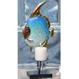 Tabletop Sculpture Metal Tealight Holder Blue Angelfish Tropical Fish - Regal Art #A535