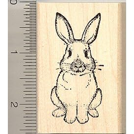 Large Sitting Rabbit Rubber Stamp - Wood Mounted