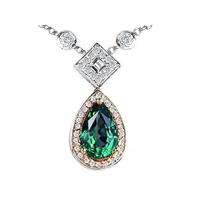 Buy 4.90 cttw 925 Sterling Silver Two Tone Created Pear Shaped Emerald Necklace by Finejewelers