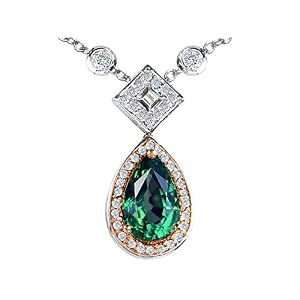 Buy 4.90 cttw 925 Sterling Silver Two Tone Created Pear Shaped Emerald Necklace by Finejewelers