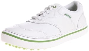 crocs Men's Preston Golf Shoe,White/Parrot Green,10 M US
