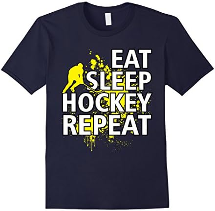 Men's Hockey shirts - Gifts Funny T Shirt Eat Sleep Hockey Repeat Medium Navy
