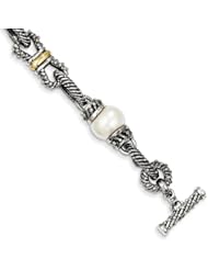 SS 14K Gold 10-10.5mm Freshwater Cult. Pearl 7.5in Vintage Bracelet