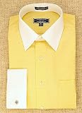 Roberto Villini Non Iron Yellow Box Twill French Cuff Big and Tall Dress Shirt with Spread Collar