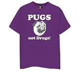 Pugs not Drugs T-Shirt, Purple, X-Large