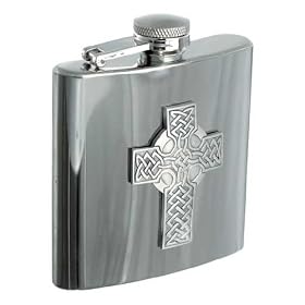 Celtic Cross 6oz Stainless Steel Hip Flask