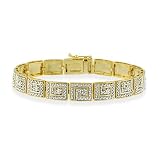 18K Gold over Sterling Silver Two Tone Diamond Accent Greek Key Bracelet