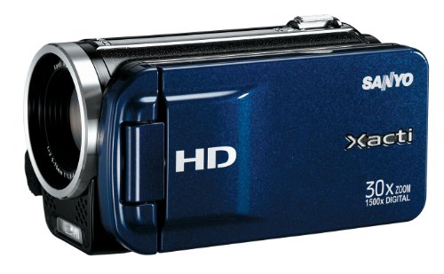 Sanyo Xacti VPC-TH1EX HD-Camcorder (SD/SDHC-Card, 30-fach opt. Zoom, 2 Megapixel, 7,6 cm (3 Zoll) Display) blau
