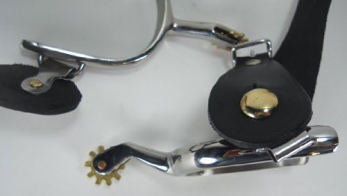 One Pair Spurs Stainless and Brass Roping w/ Heavy Black Leather Straps